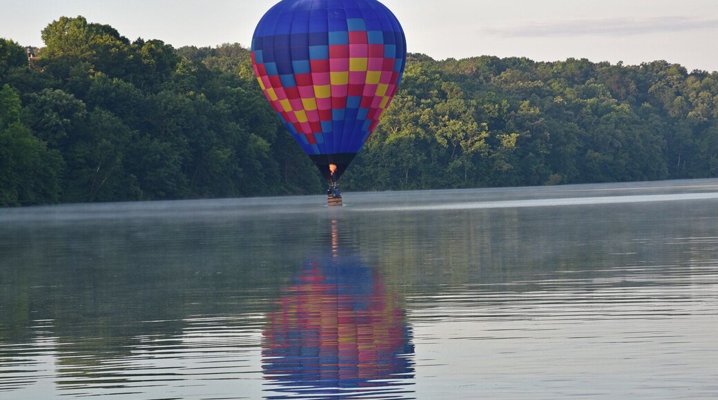 Hot Air Balloon touching down on Lake Galena. If you look closely at the bottom of the basket it is in the water. the owner was training a pilot and thankfully I was there to capture images. What an amazing sight. 10 minutes later that balloon was at 3000 feet.