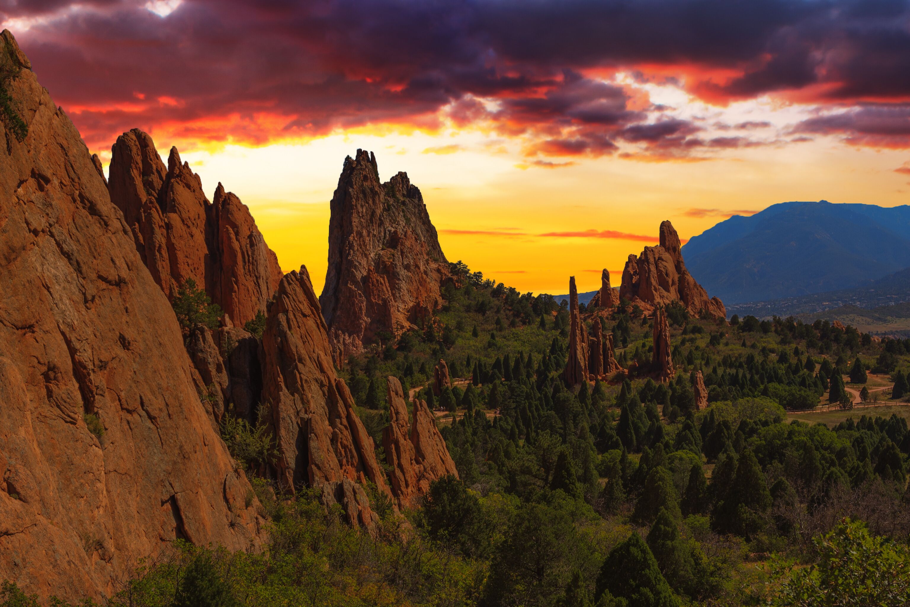 Sunset Image of the Garden of the Gods.