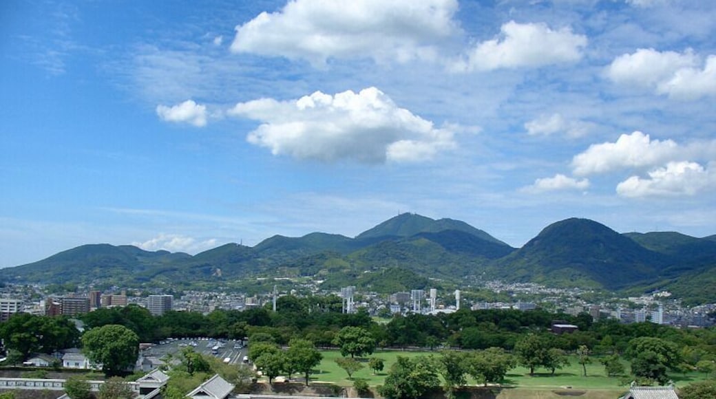 Mount Kinpo (Kinpo-zan) in Kumamoto City, Kumamoto Prefecture, Japan, as seen from the Kumamoto Castle keep tower