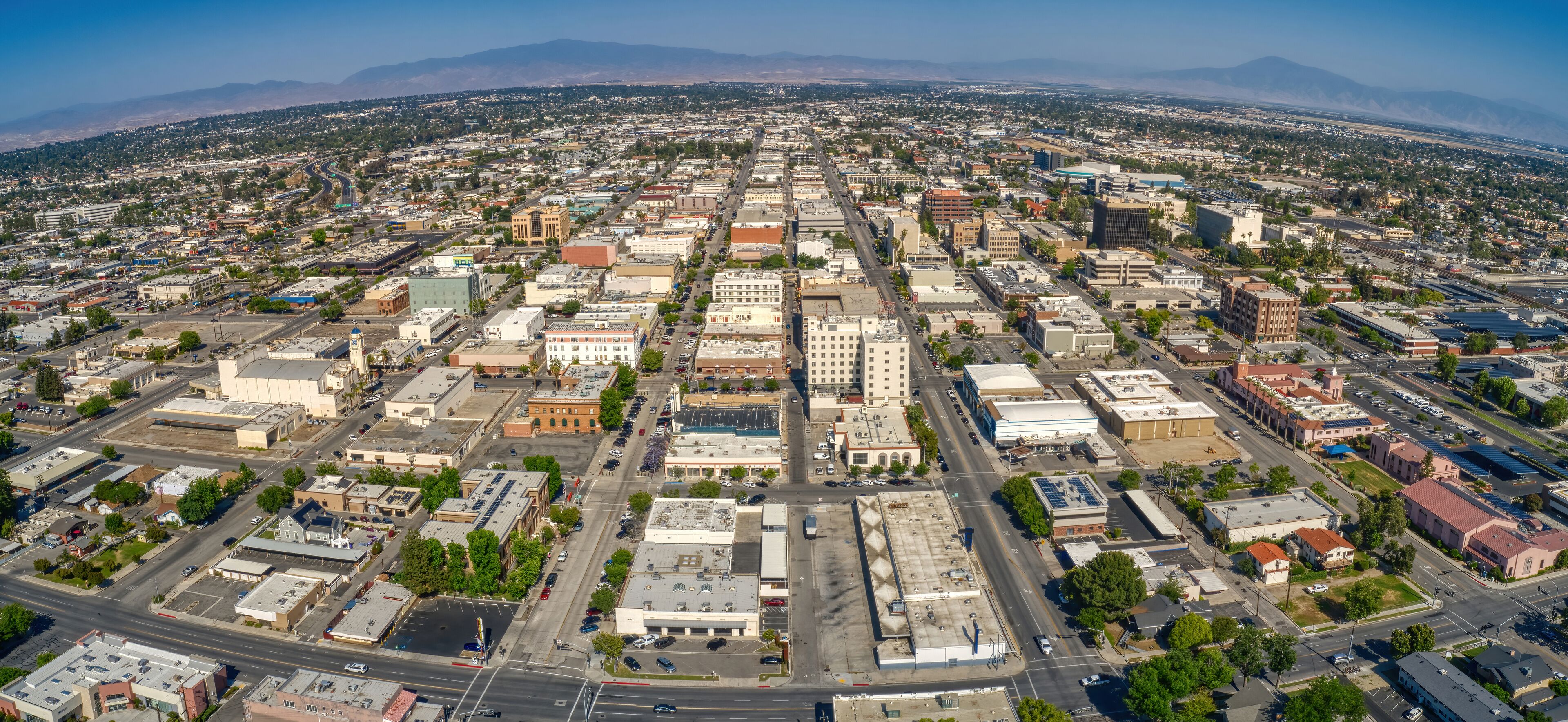 Aerial View of Downtown Bakersfield, California Skyline