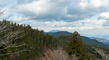 Beautiful Panorama landscape southern west side of lake Biwa (Biwako) and cityscape of Otsu-shi from a mountain top of Hieizan