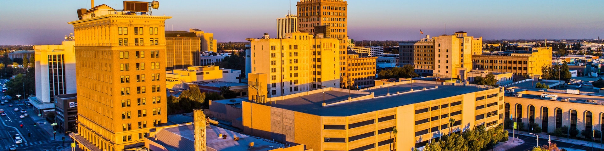 Aerial, Historic Downtown Fresno, California