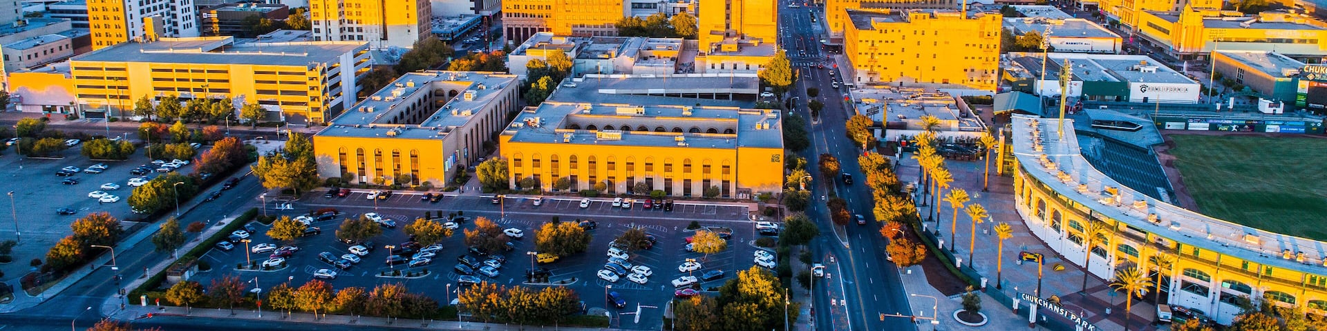 Aerial, Historic Downtown Fresno, California