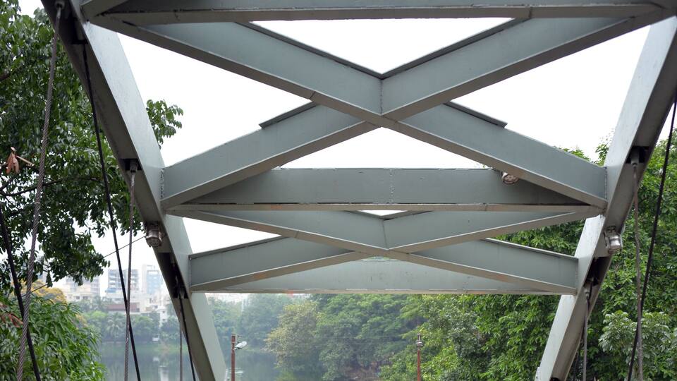 Man on a footbridge