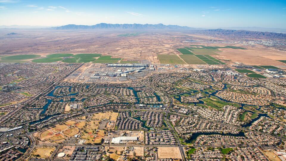 Above Ocotillo, Arizona looking West across the Gila River Reservation