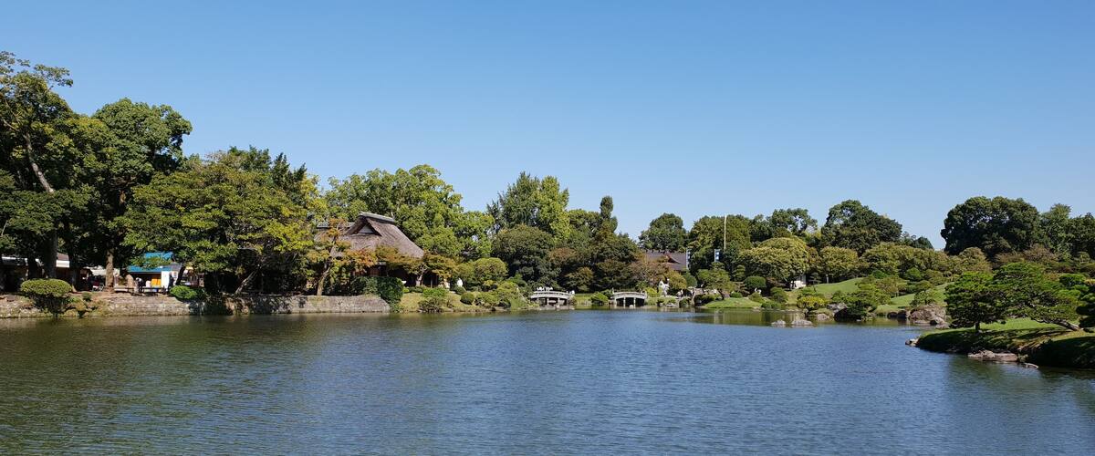 The landscape view of famous Suizenji Garden in Kumamoto