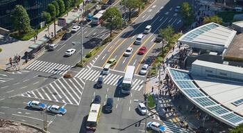 The top view of Sakura dori and Meieki dori. Nagoya. Japan