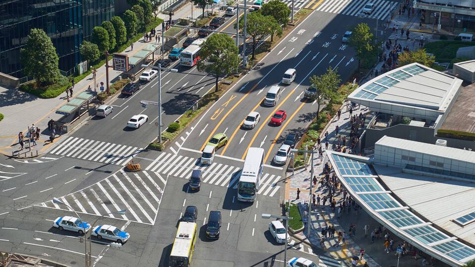 The top view of Sakura dori and Meieki dori. Nagoya. Japan