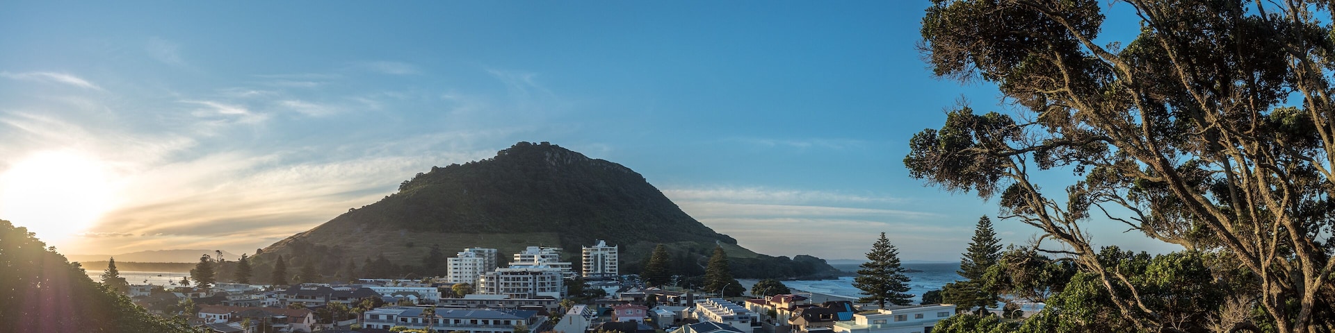 Mount Maunganui mauoa at sunset from pilot bay and mount drury tauranga
