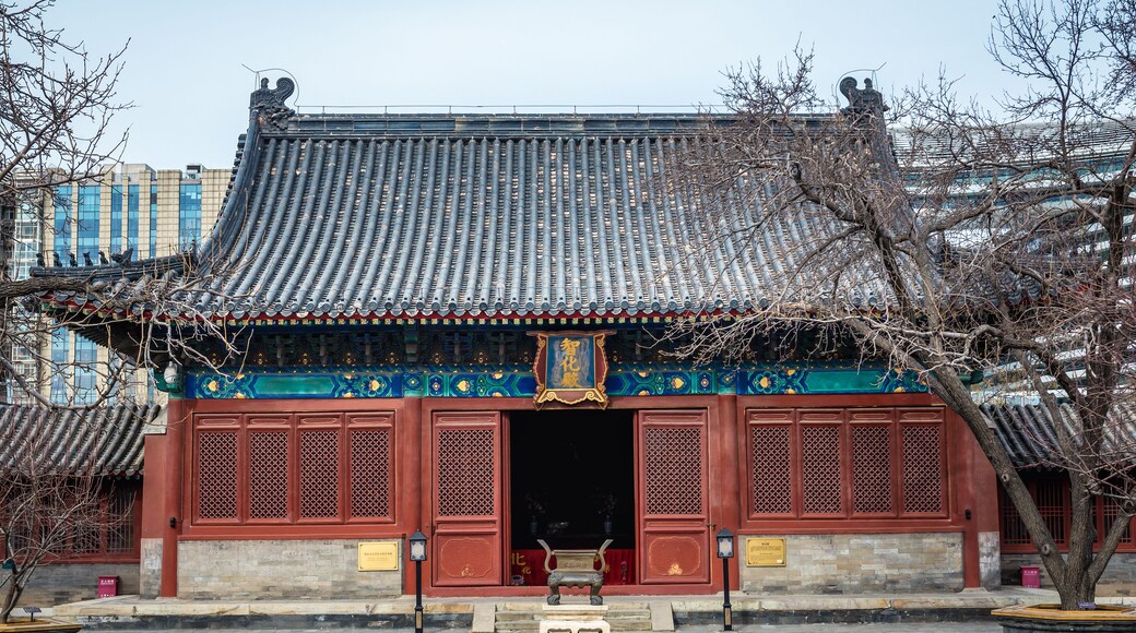 Wooden hall in Zhihua - Buddhist Temple of Wisdom Attained located in Lumicang hutong in Beijing city, China