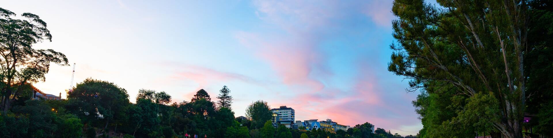 Dusk along the Waikato River in Hamilton, New Zealand