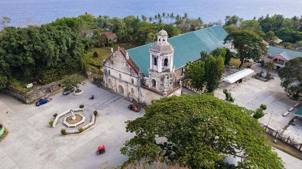 San Joaquin, Iloilo, Philippines - Aerial of San Joaquin Parish Church.