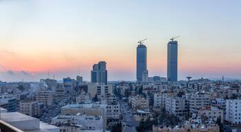 panoramic view Amman city - Jordan Gate towers beautiful sky winter