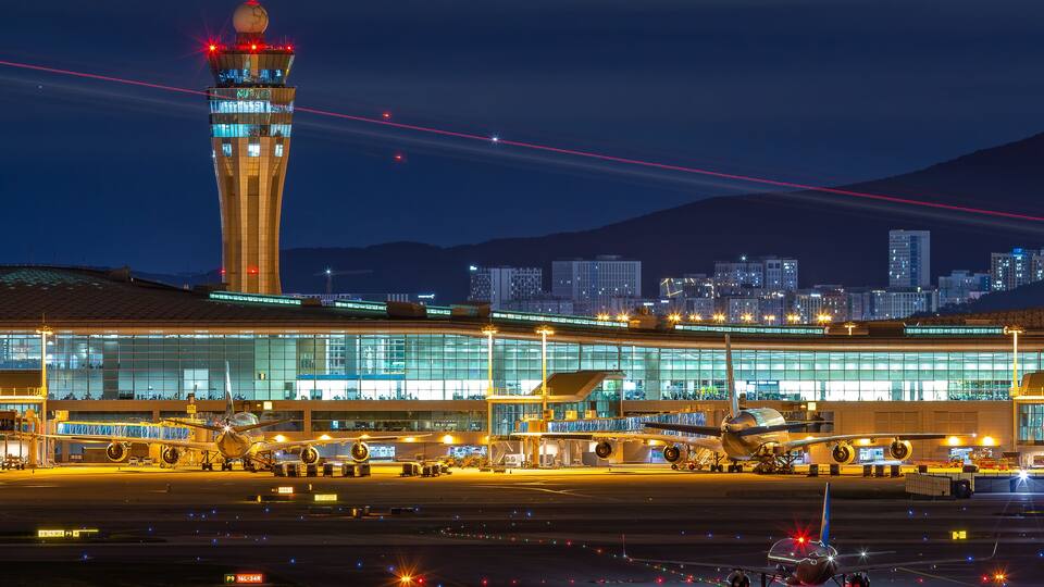 Night Scene at Incheon International Airport, Terminal 2, South Korea