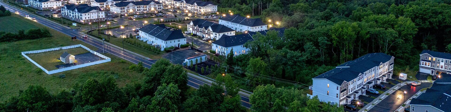 Drone of Epic Sunset in New Jersey Suburbs Homes