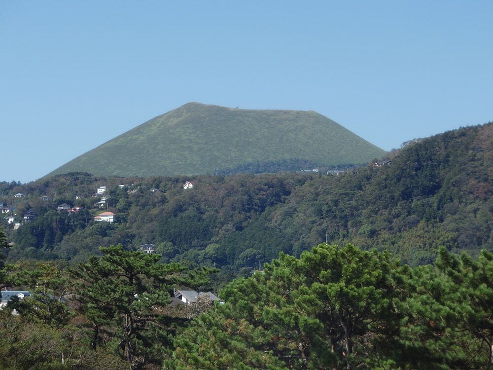 Mount Omuro(大室山), view from Kadowakisaki lighthouse, located in Ito city, Shizuoka prefecture, Japan.