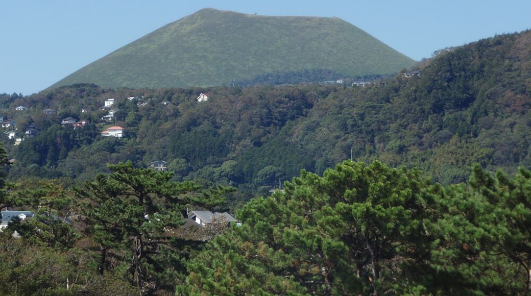 Mount Omuro(大室山), view from Kadowakisaki lighthouse, located in Ito city, Shizuoka prefecture, Japan.