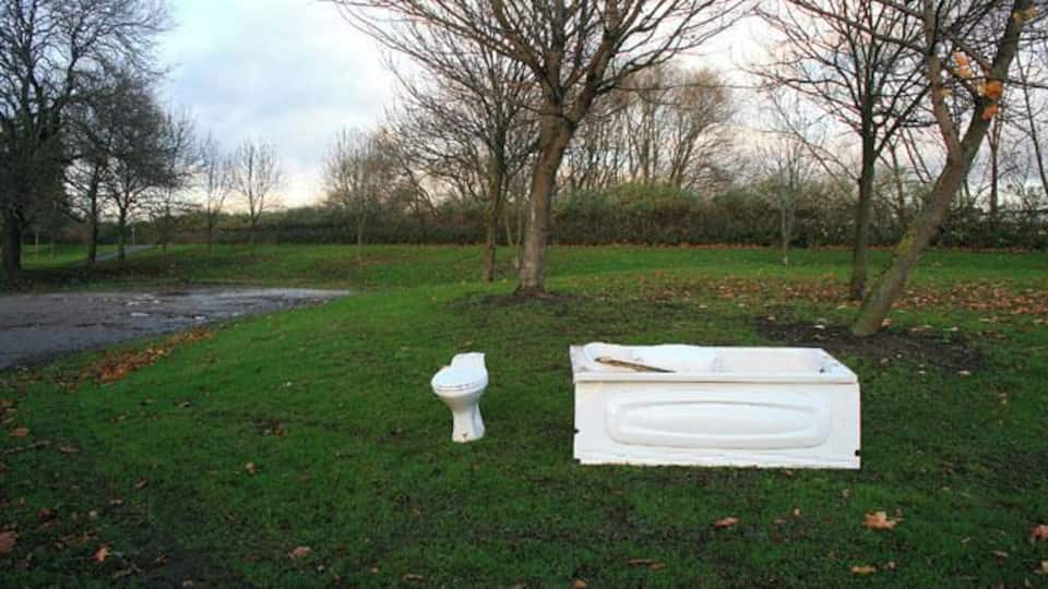 A Very Public Convenience I assume a bit of fly-tipping. In a car park in Alvaston Park.