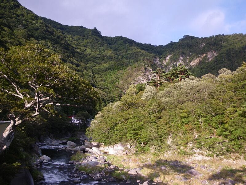 Hōkigawa river and Shiobara valley, near Siobara-onsen. Nasushiobara, Tochigi, Japan.