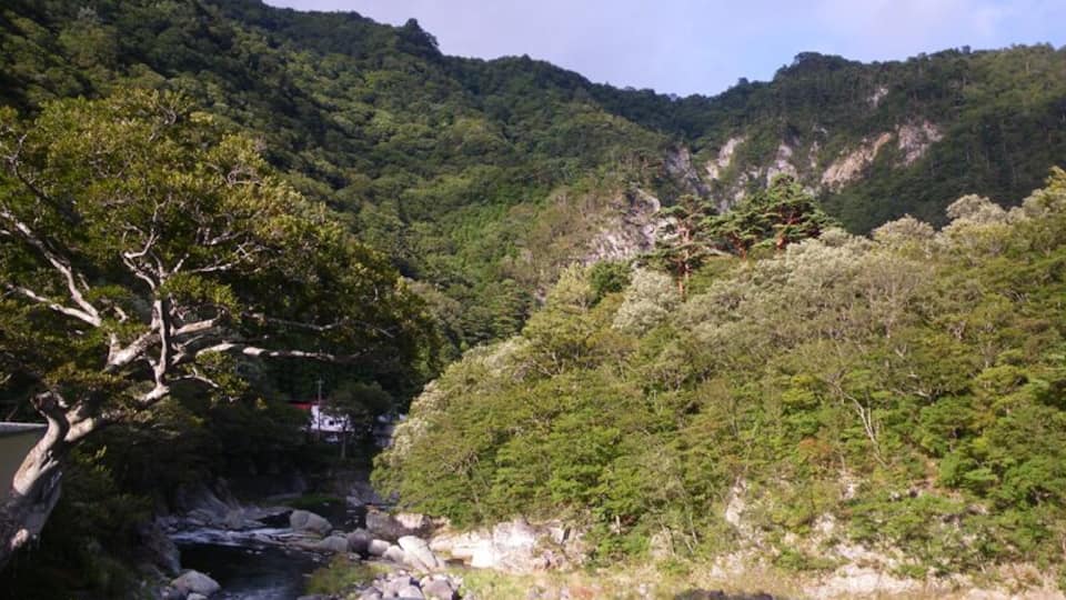 Hōkigawa river and Shiobara valley, near Siobara-onsen. Nasushiobara, Tochigi, Japan.