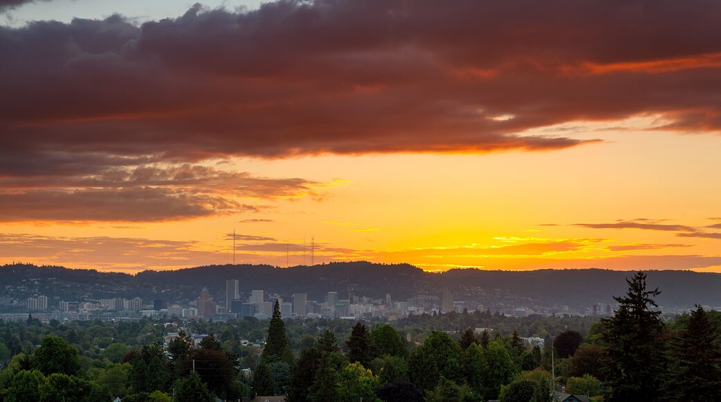 Colorful Sunset over Portland Oregon Downtown Skyline
