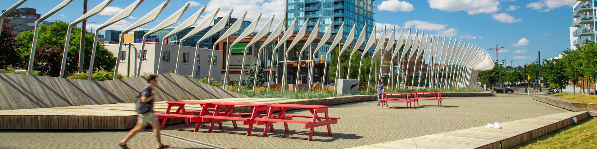 East Village showing street scenes and a high rise building