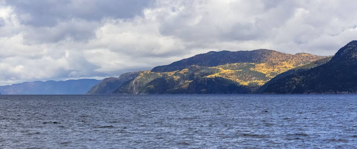 The Saint-Laurent gulf in Canada, beautiful landscape in autumn in a fjord