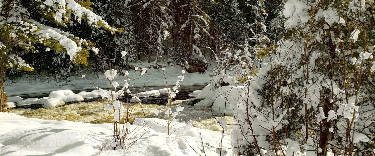 Rawdon Waterfalls in the freezing winter of Quebec