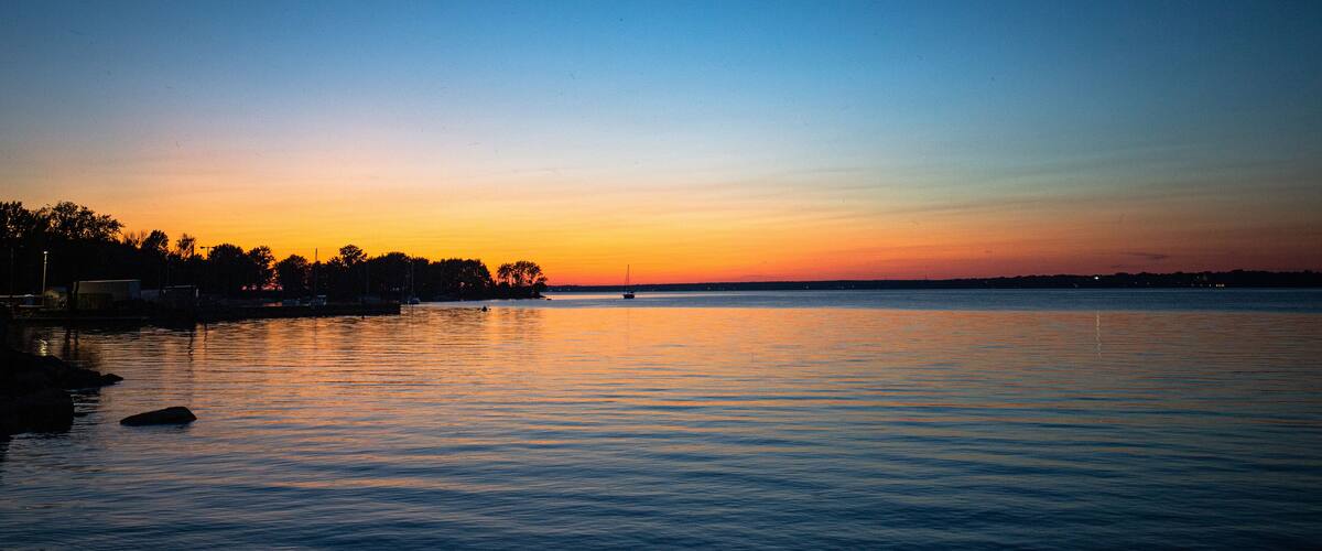 sunset over the river