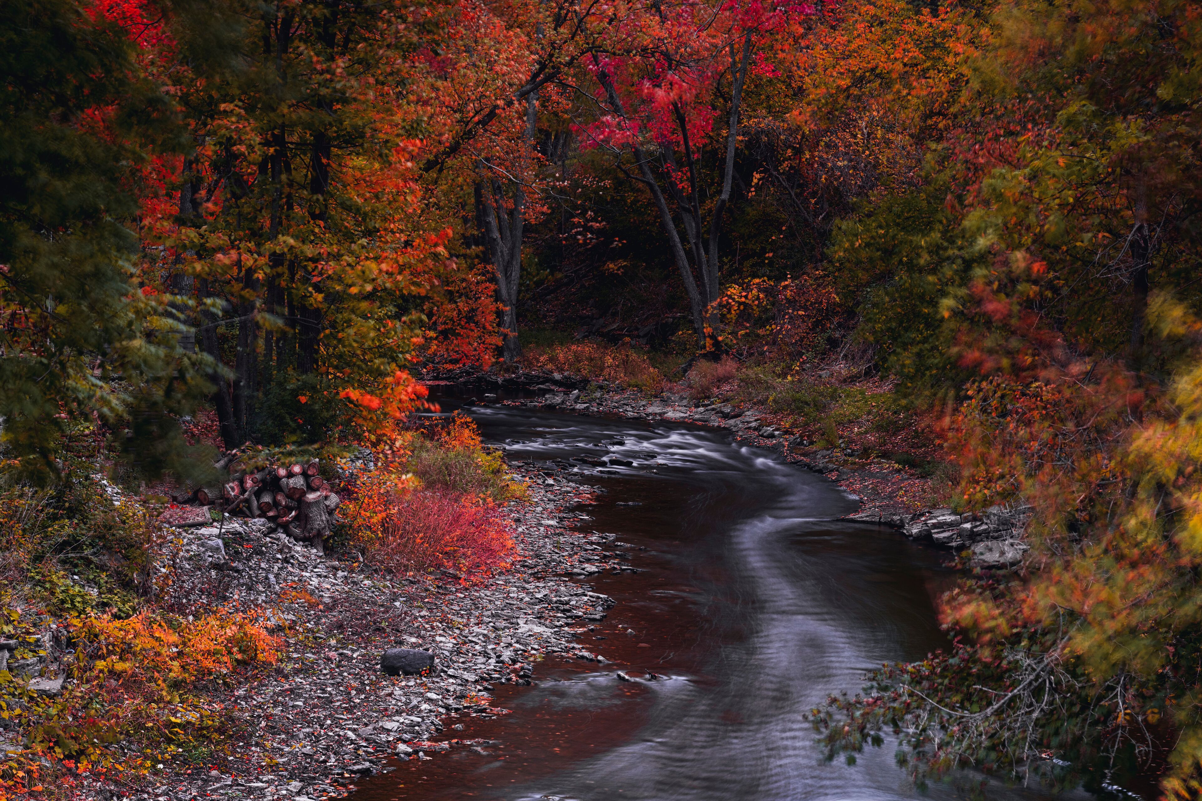 Cold air landscapes of rural scenes depicting barns and abandoned homes in fall colour settings around the South East of Ontario Canada in The Greater Napanee and Stone Mills township.