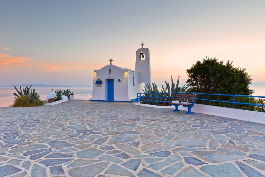 Church at the seafront of Rafina.; Shutterstock ID 489696244