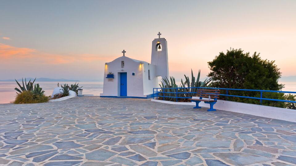 Church at the seafront of Rafina.; Shutterstock ID 489696244