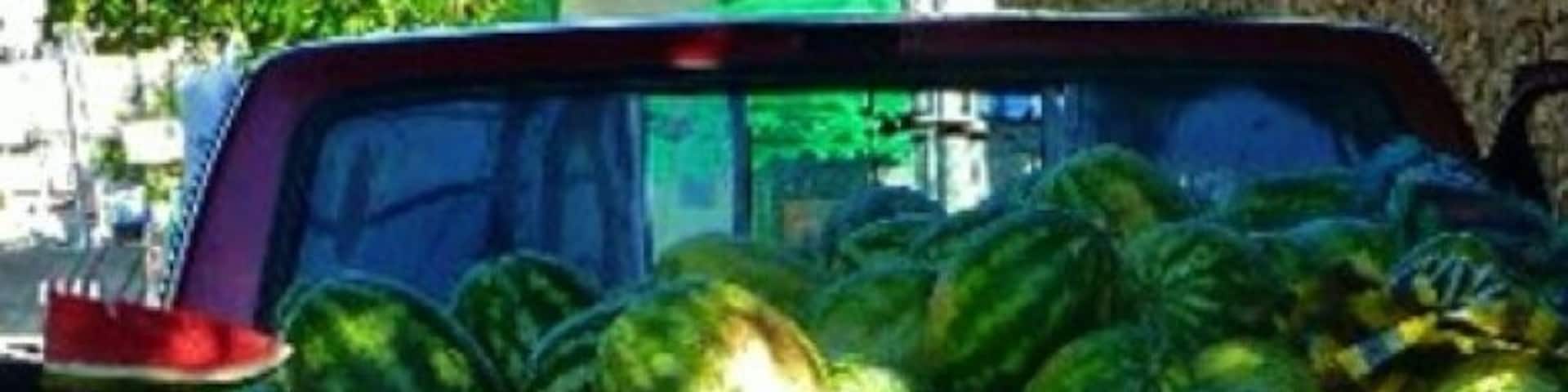 Watermelon for sale. A melon was more expensive than a liter of gasoline.#Colorful