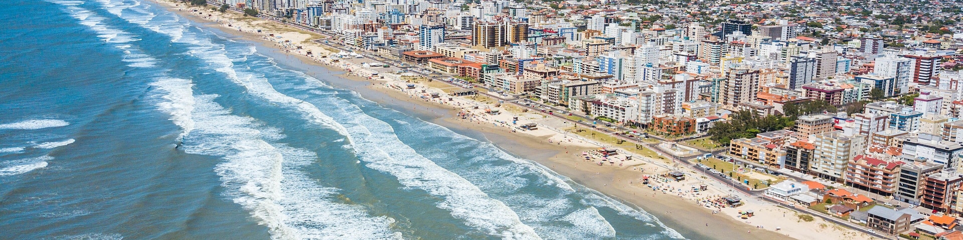 Capão da Canoa - RS. Aerial view of the beach and city of Capão da Canoa in the state of Rio Grande do Sul, southern Brazil