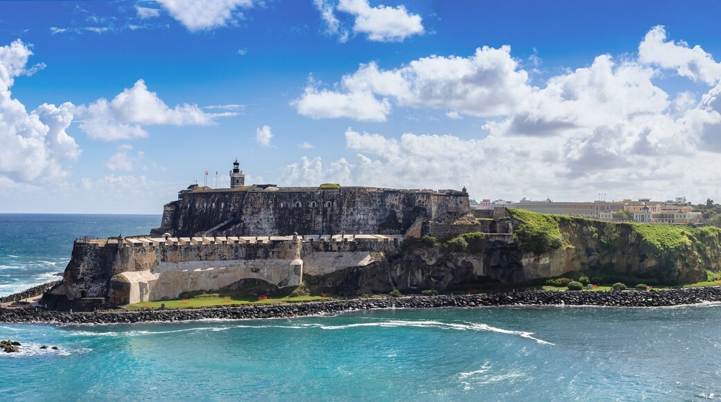 National park Castillo San Felipe del Morro Fortress in old San Juan, Puerto Rico, UNESCO site.