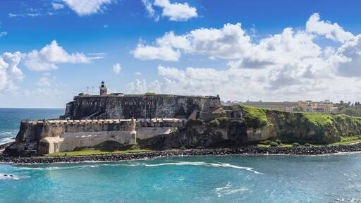 National park Castillo San Felipe del Morro Fortress in old San Juan, Puerto Rico, UNESCO site.