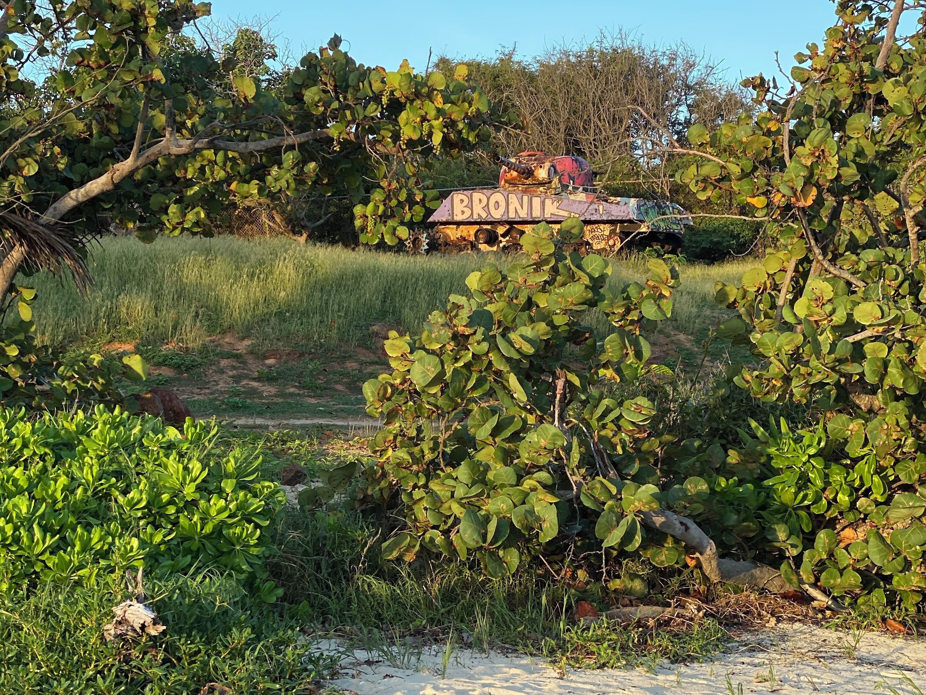 Definitely looking left on the hill as you walk to the tank on the beach!  Yes that’s a 2nd tank!