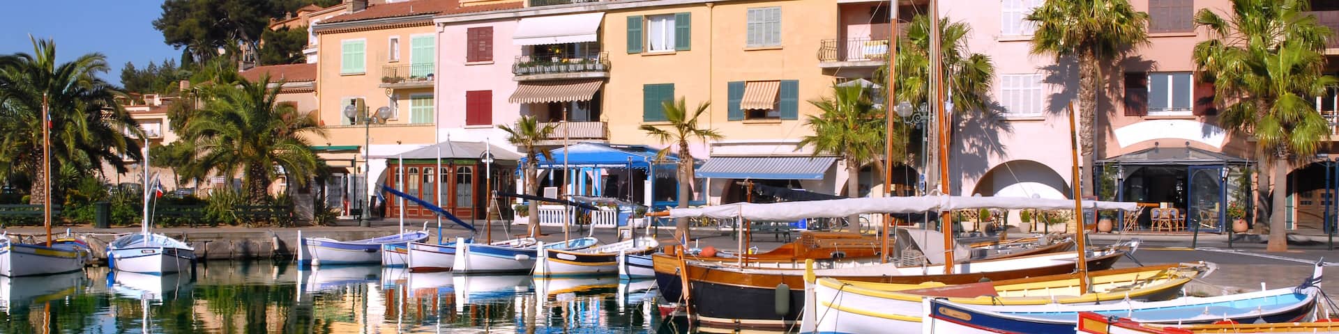 Port of Sanary in France on the french riviera with many little boats