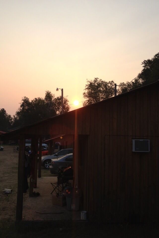 Cabin sunrise at the Tobin lake resort.