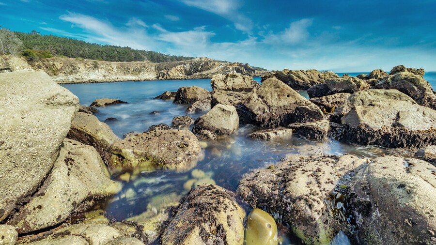 Beautiful landscape, rocks and ocean views, in Salt Point State Park in California.