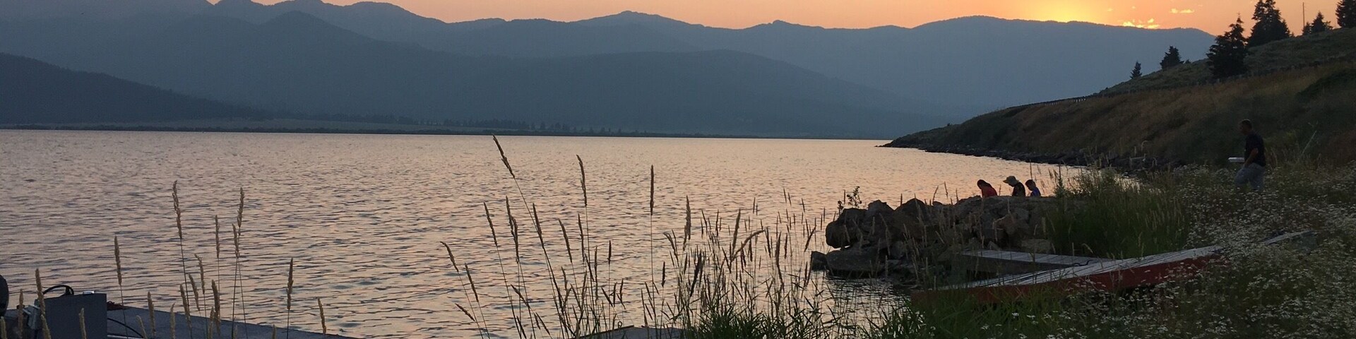 Hebgen Lake in Montana about 15 miles from West Yellowstone at sunset.