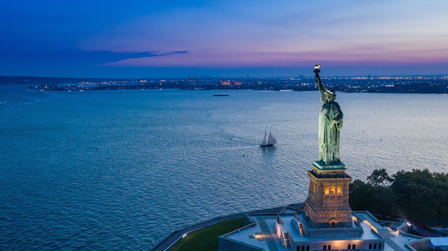 Aerial View of Jersey City and NYC
