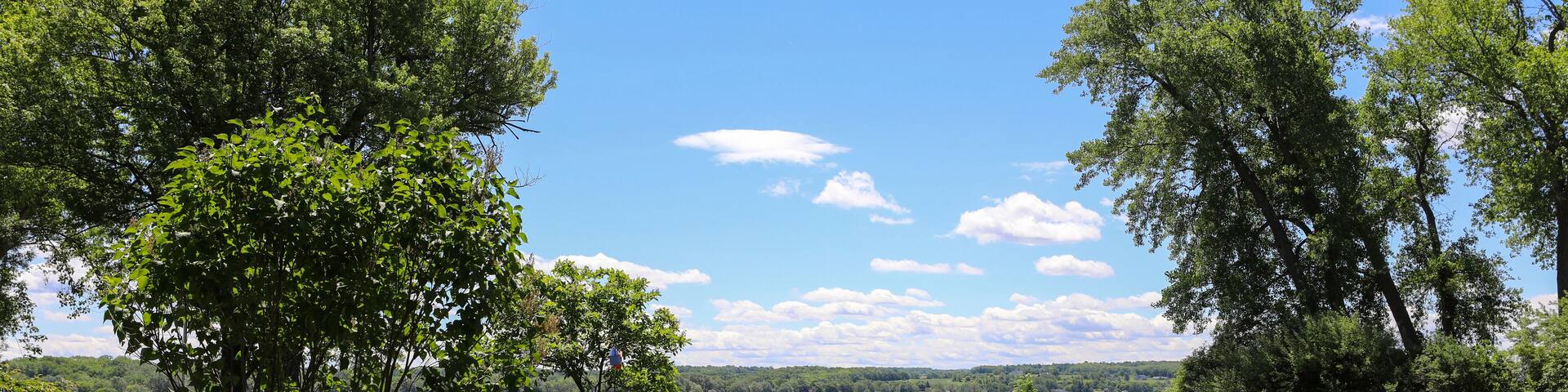 Conesus creek at Conesus Lake. View from Vitale park in Lakeville, New York.