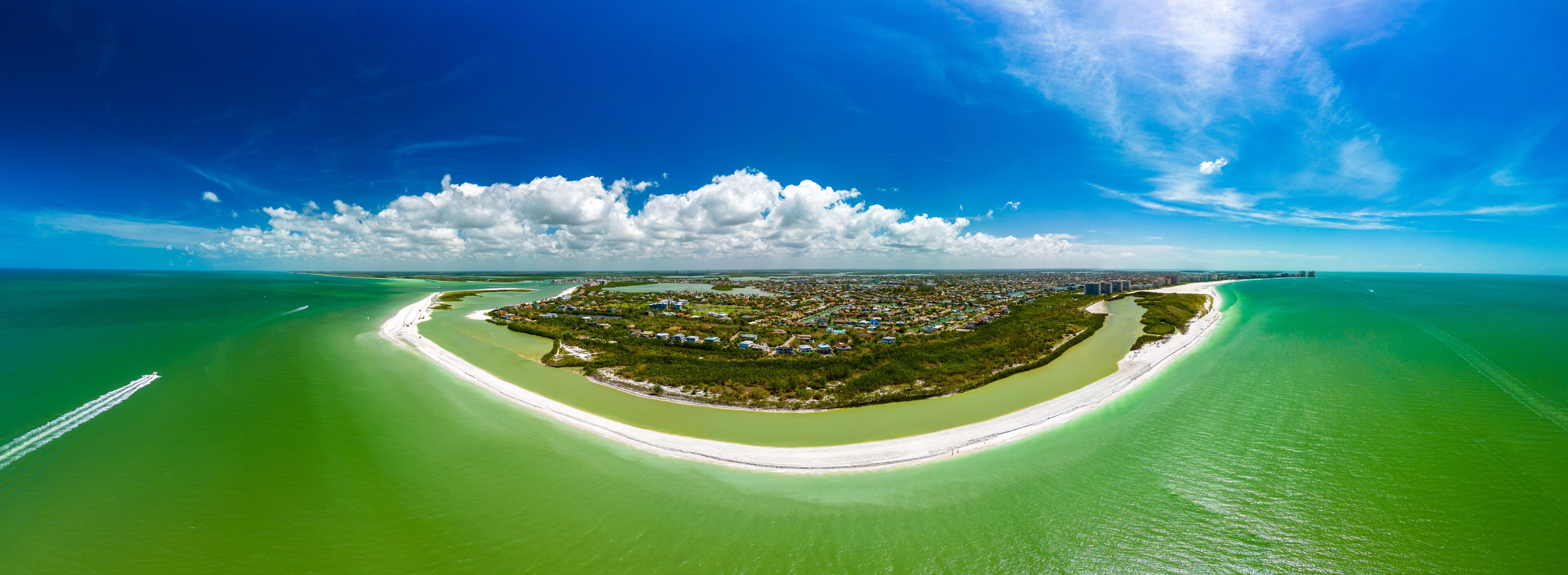 Aerial View of Marco Island, a popular tourist beach town, Florida