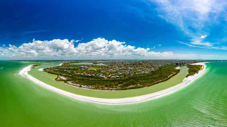 Aerial View of Marco Island, a popular tourist beach town, Florida