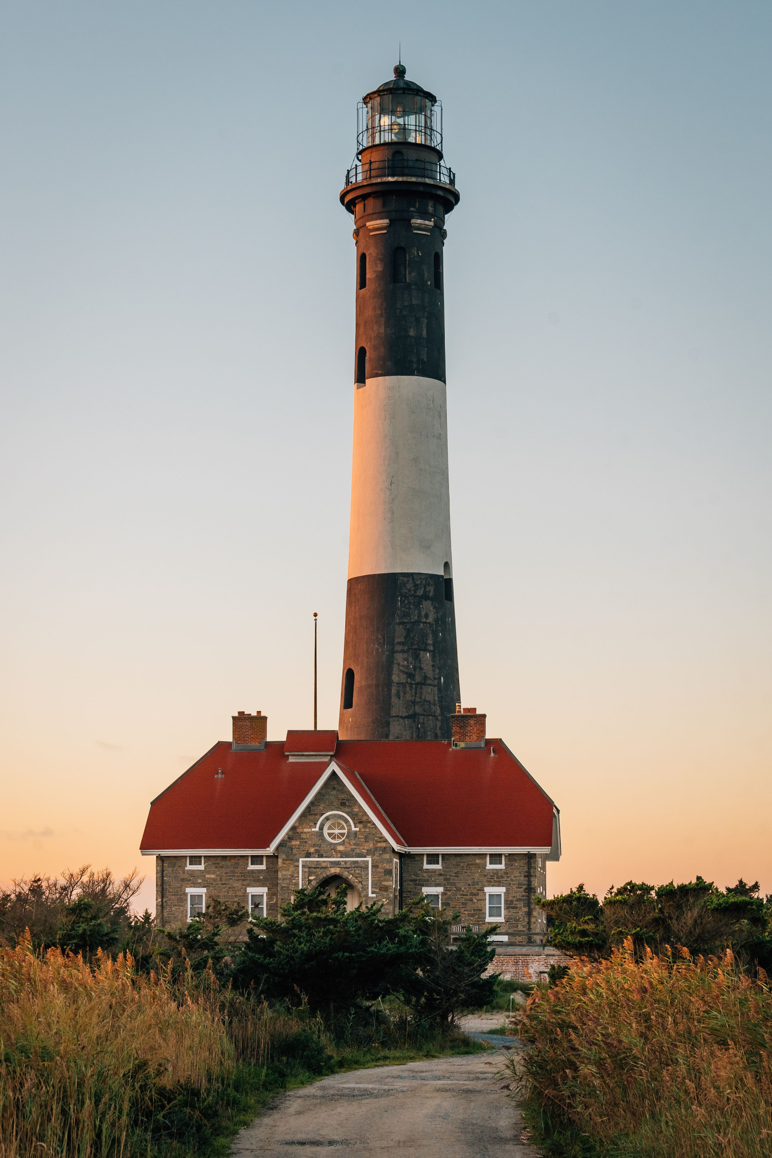 Fire Island Lighthouse at sunset, on Long Island, New York