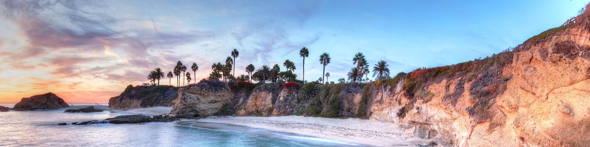 Sunset view of Treasure Island Beach at the Montage in Laguna Beach, California, United States