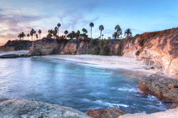 Sunset view of Treasure Island Beach at the Montage in Laguna Beach, California, United States