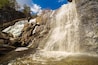 the largest waterfall in the South Urals gadelsha on a spring sunny day