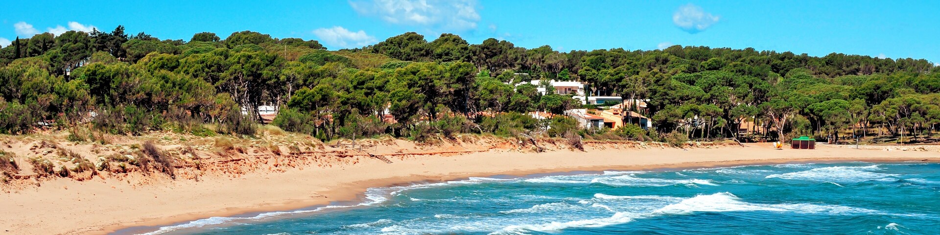 a view of the Rec del Moli beach in La Escala, in the Costa Brava, Spain